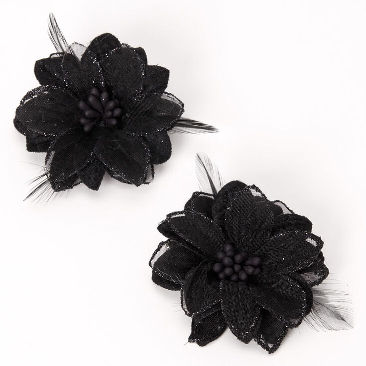 Claire's Lot de 2 barrettes à fleurs de lys et plumes noires