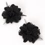 Lily Flower Feather Hair Clips - Black, 2 Pack,