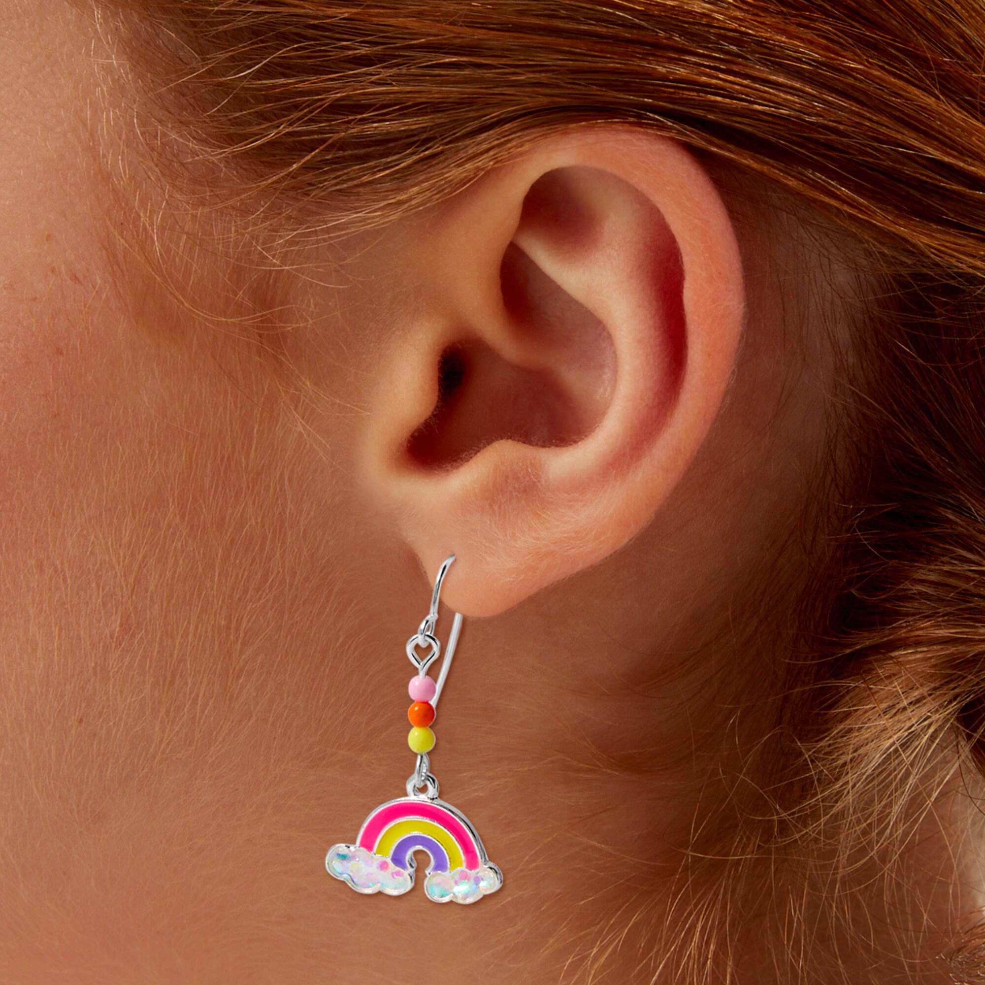 Rainbow Beaded 1" Drop Earrings,
