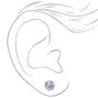 Clous d&#39;oreilles ronds avec strass en zircon cubique d&#39;imitation couleur argent&eacute;e - 7&nbsp;mm,