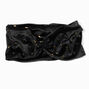 Black Velvet Gemstone Embellished Twisted Headwrap,