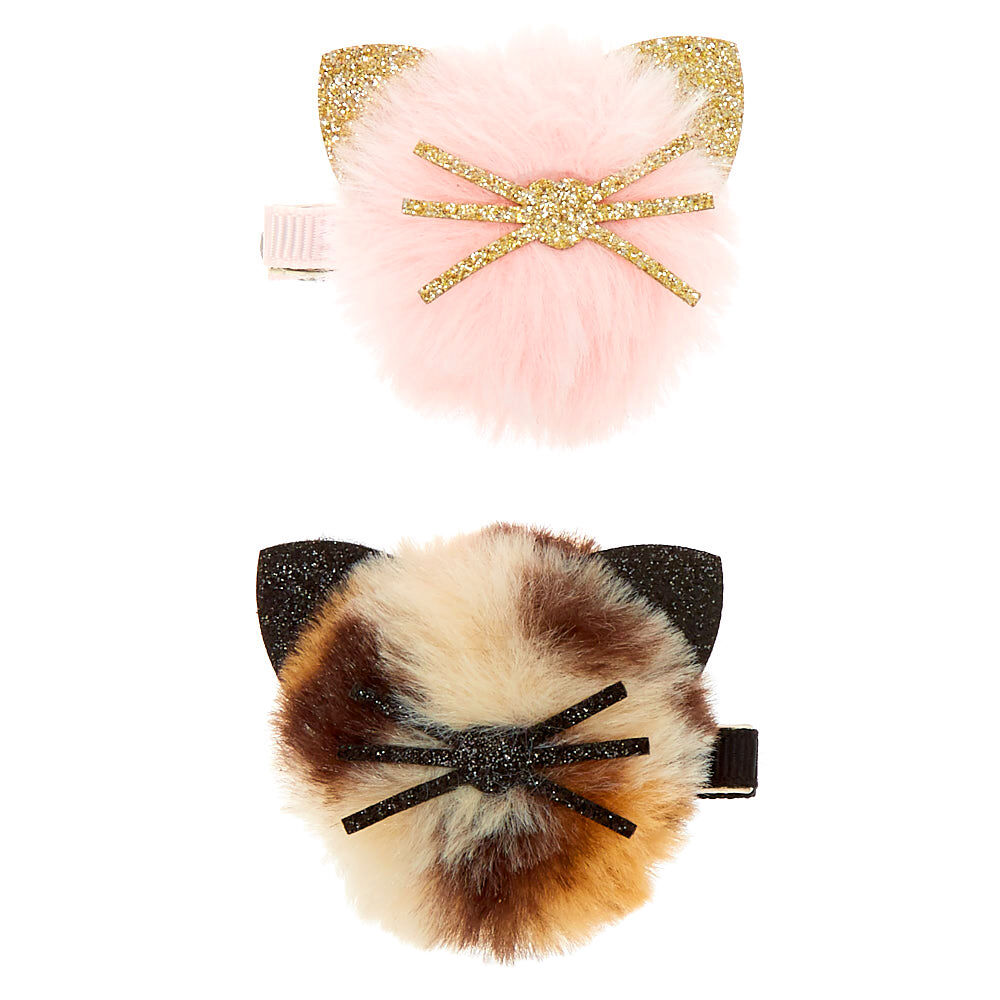 Claire's Club Pom Cat Hair Clips - 2 Pack,