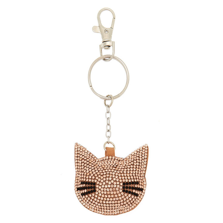 Cat Bling Puff Keychain - Rose Gold,