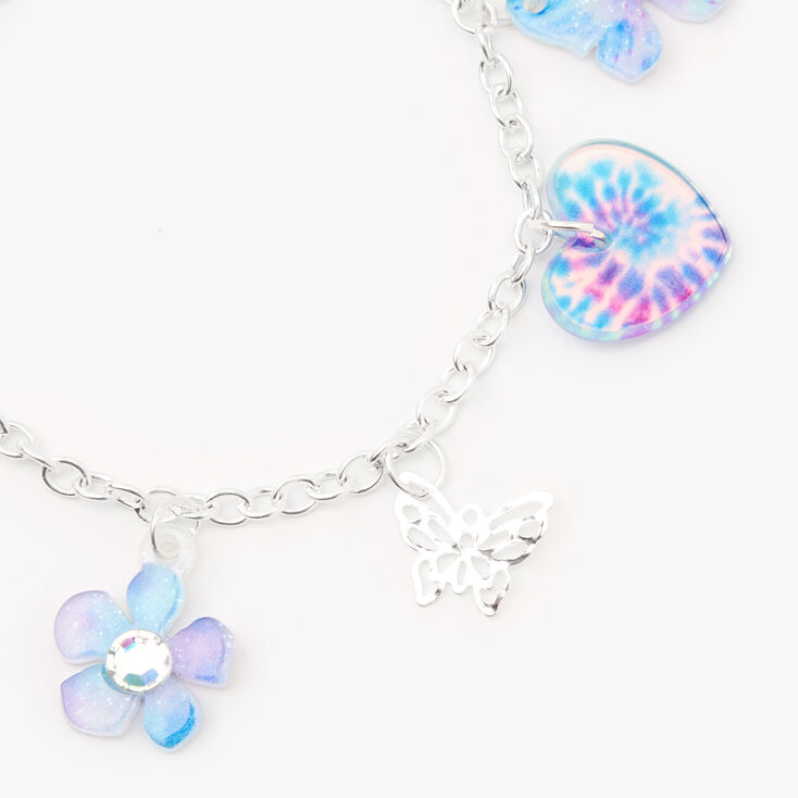 Tie-Dye Butterfly Heart Charm Bracelet,