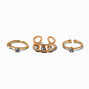Gold-tone Crystal Mixed Hoop Faux Nose Rings - 3 Pack,