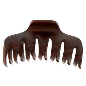 Large Wood Effect Hair Claw - Brown,