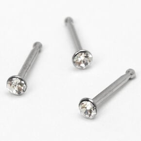 Silver 20G Crystal Nose Studs - 3 Pack,