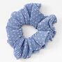 Medium Pleated Polka Dot Hair Scrunchie - Blue,