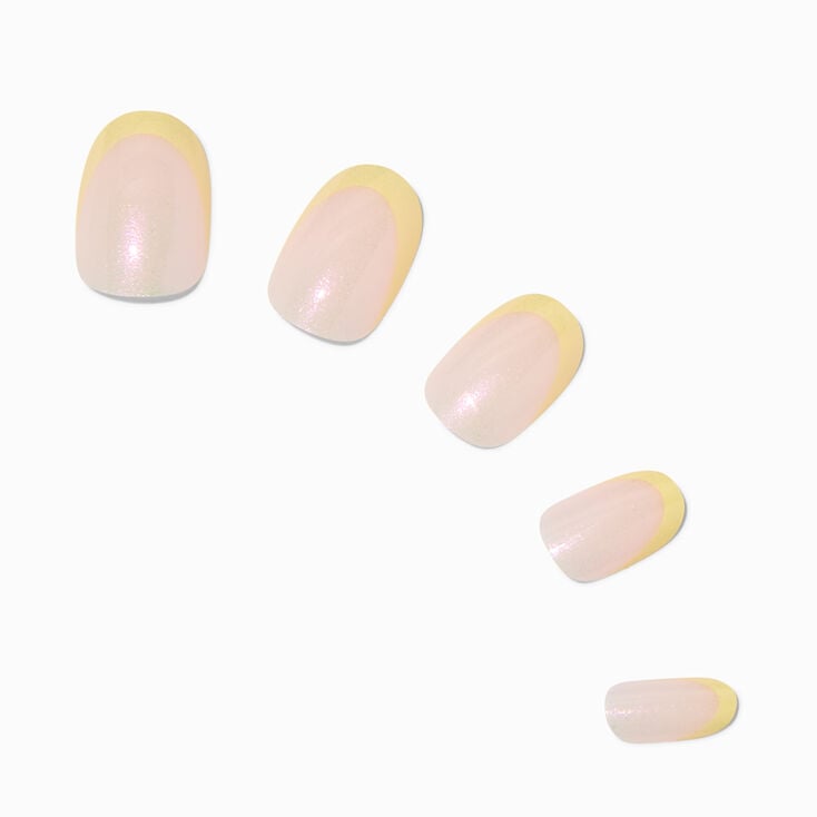Orange French Tip Medium Oval Vegan Faux Nail Set - 24 Pack,
