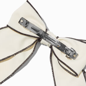 White &amp; Black Trim Hair Bow Clip,