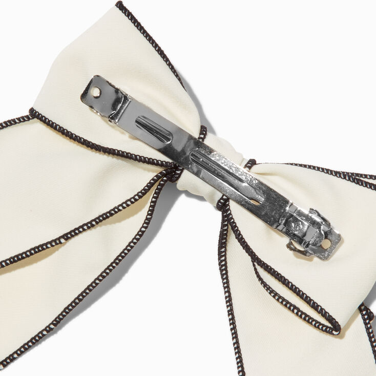 White &amp; Black Trim Hair Bow Clip,