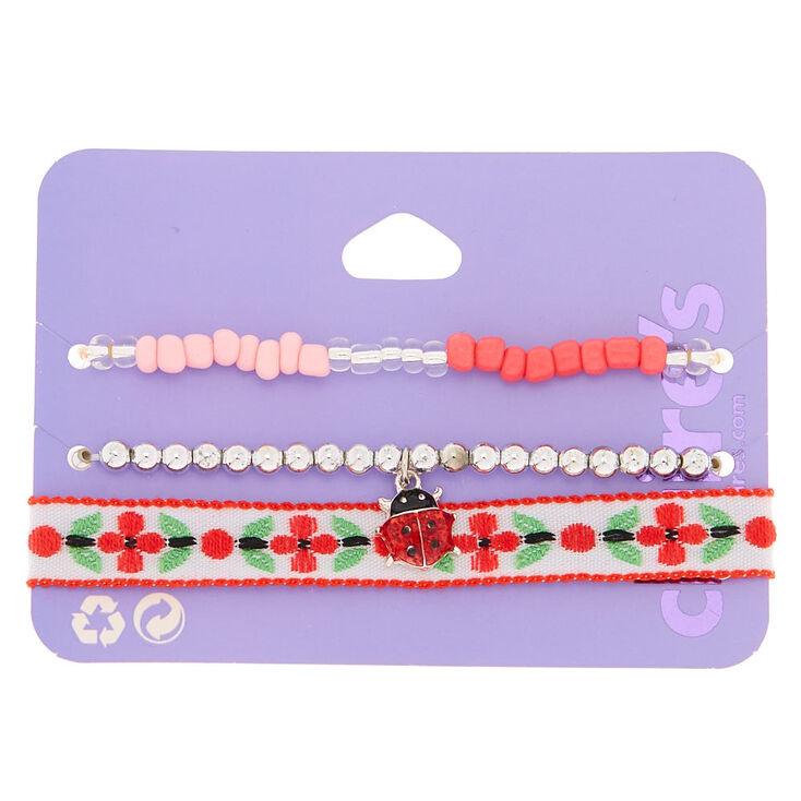 Spring Ladybug Bracelets - Red, 3 Pack,