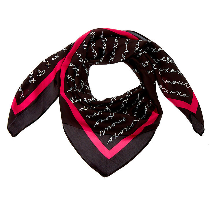 Claire's Foulard tendance carrée inscription « Love » - Noir