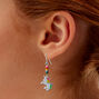 Silver-tone Unicorn Beaded 1&quot; Drop Earrings,