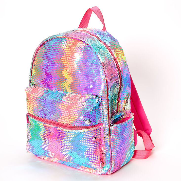 Reversible Sequin Rainbow Zig Zag Medium Backpack,