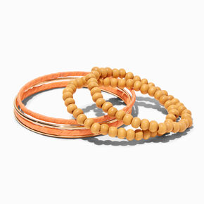 Orange Raffia Wrapped Bangle Bracelets - 6 Pack,