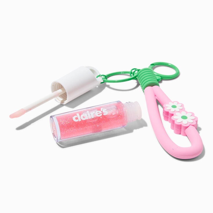 Pink Daisy Lip Gloss Keyring,