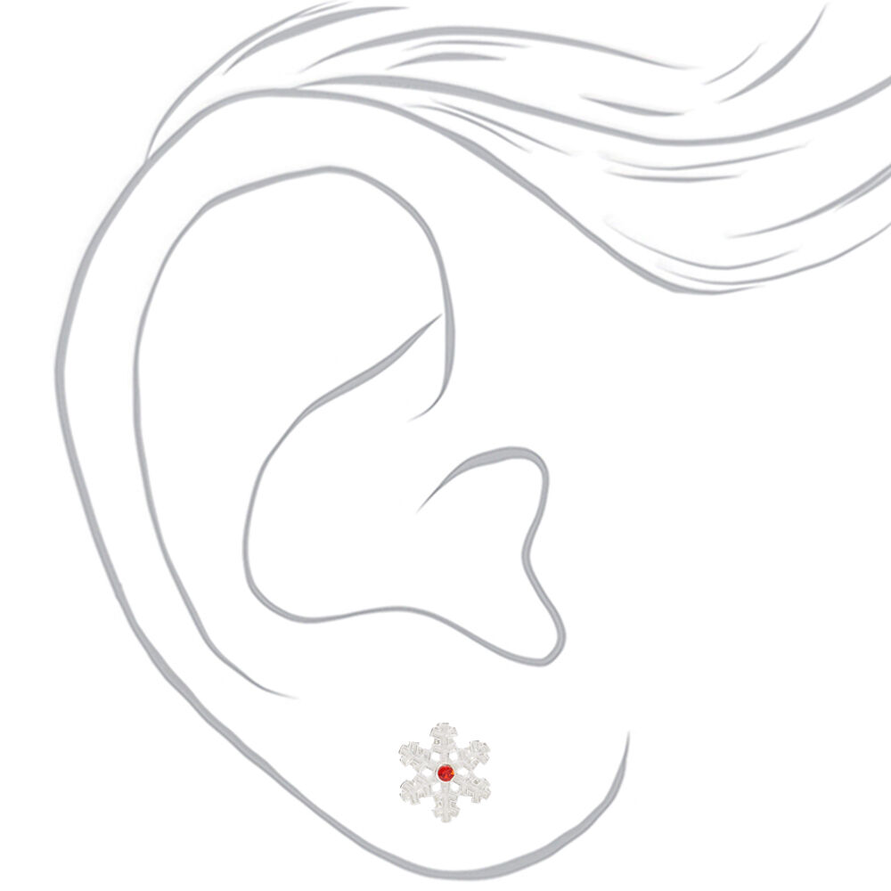 Silver Snowflake Stud Earrings,