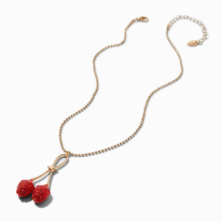 Red Pav&eacute; Cherry Pendant Necklace,