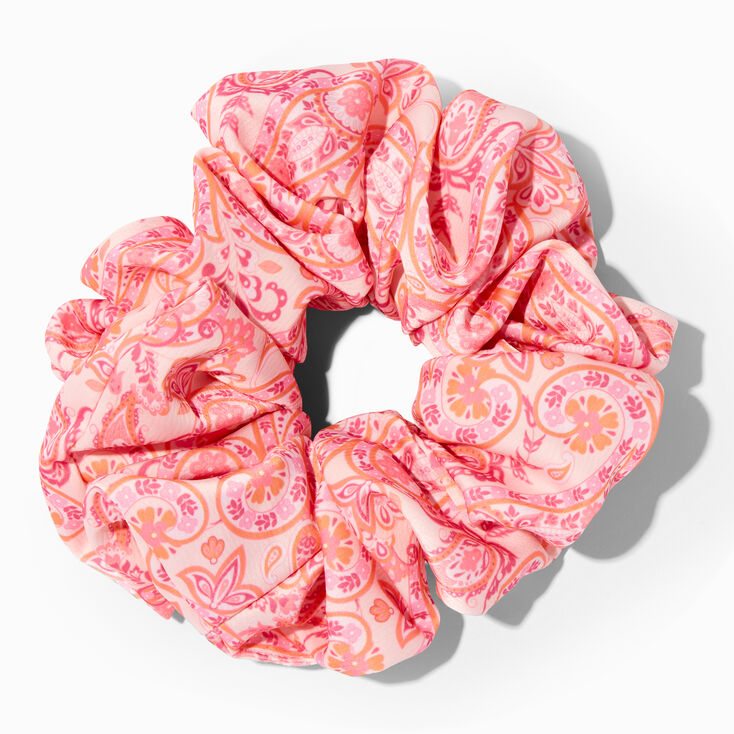 Pink Paisley Print Giant Hair Scrunchie,