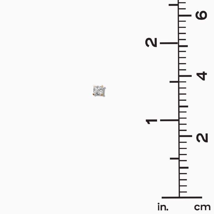 C LUXE by Claire&#39;s 14k Gold Cubic Zirconia 3MM Square Stud Earrings,