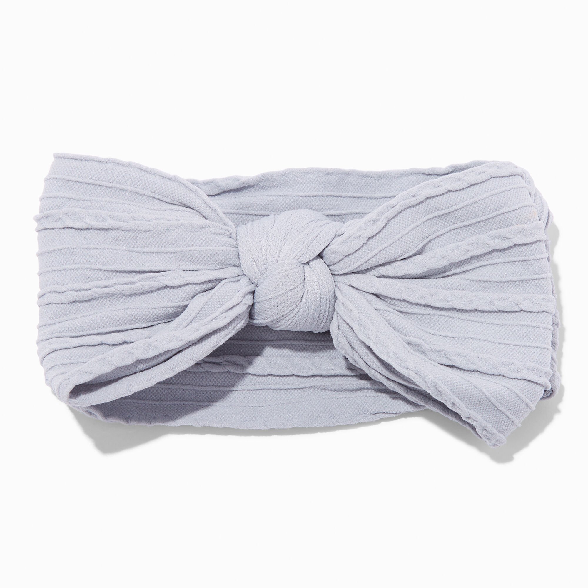 Claire's Club Nylon Ribbed Bow Headwrap - Grey,