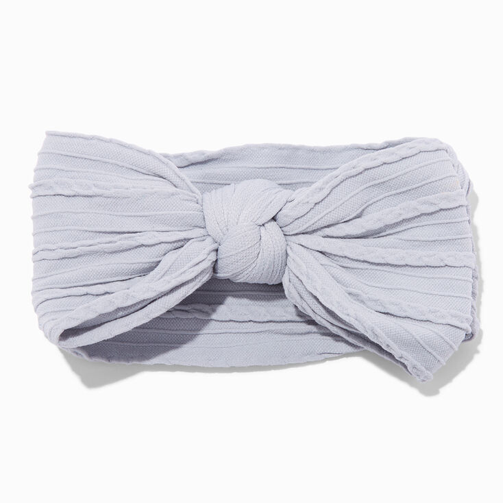 Claire&#39;s Club Nylon Ribbed Bow Headwrap - Grey,