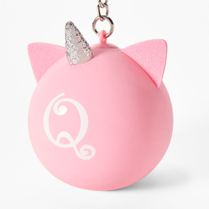 Initial Unicorn Stress Ball Keychain - Pink, Q,