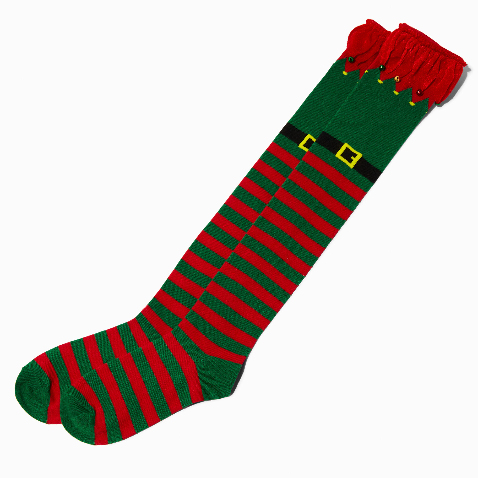 View Claires Christmas Elf Over The Knee Socks information