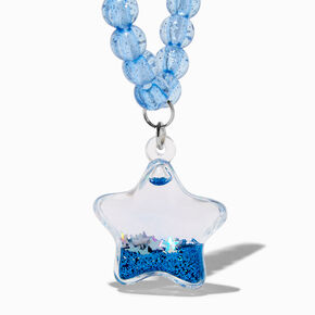 Claire&#39;s Club Blue Liquid-Filled Glitter Star Stretch Bracelet,