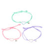 Best Friends Pastel Crystal Heart Adjustable Bracelets - 3 Pack,