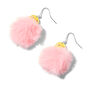 Pendantes 4&nbsp;cm avec pompons roses poussin jaune,