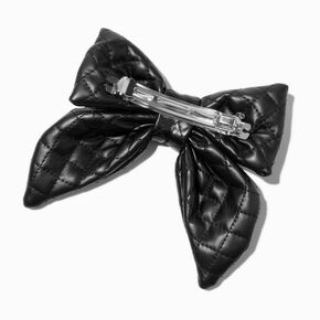 Black Puffy Quilted Hair Bow Clip,