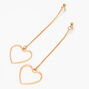 Gold-tone Open Heart Linear 3&quot; Drop Earrings,