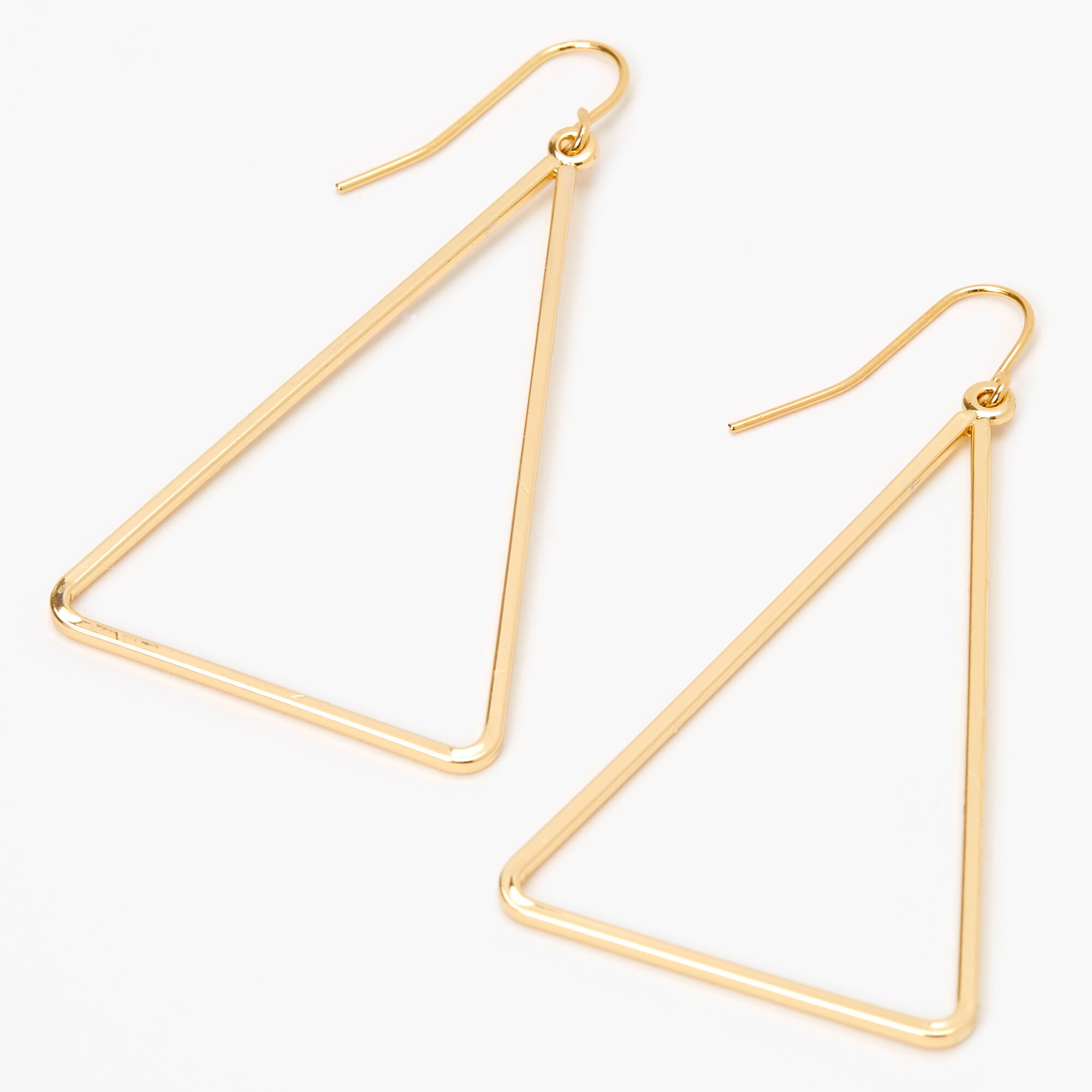 Gold triangle drop earrings discount