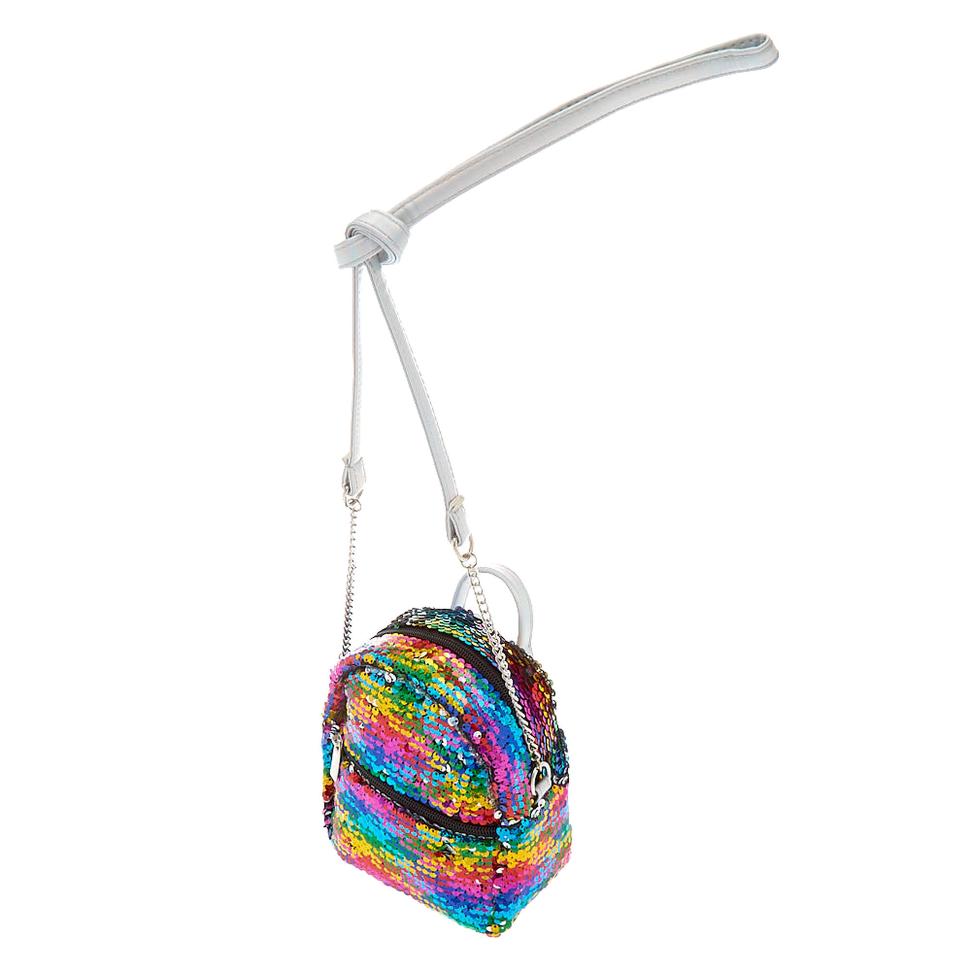 Reversible Sequins Mini Backpack Crossbody Bag - Rainbow,