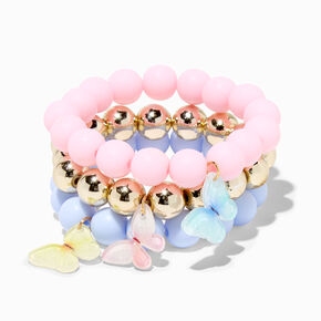 Claire&#39;s Club Butterfly Beaded Stretch Bracelets - 3 Pack,