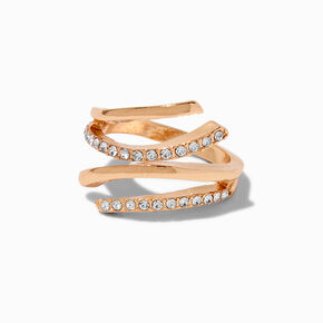 Gold-tone Embellished Twist Ring ,