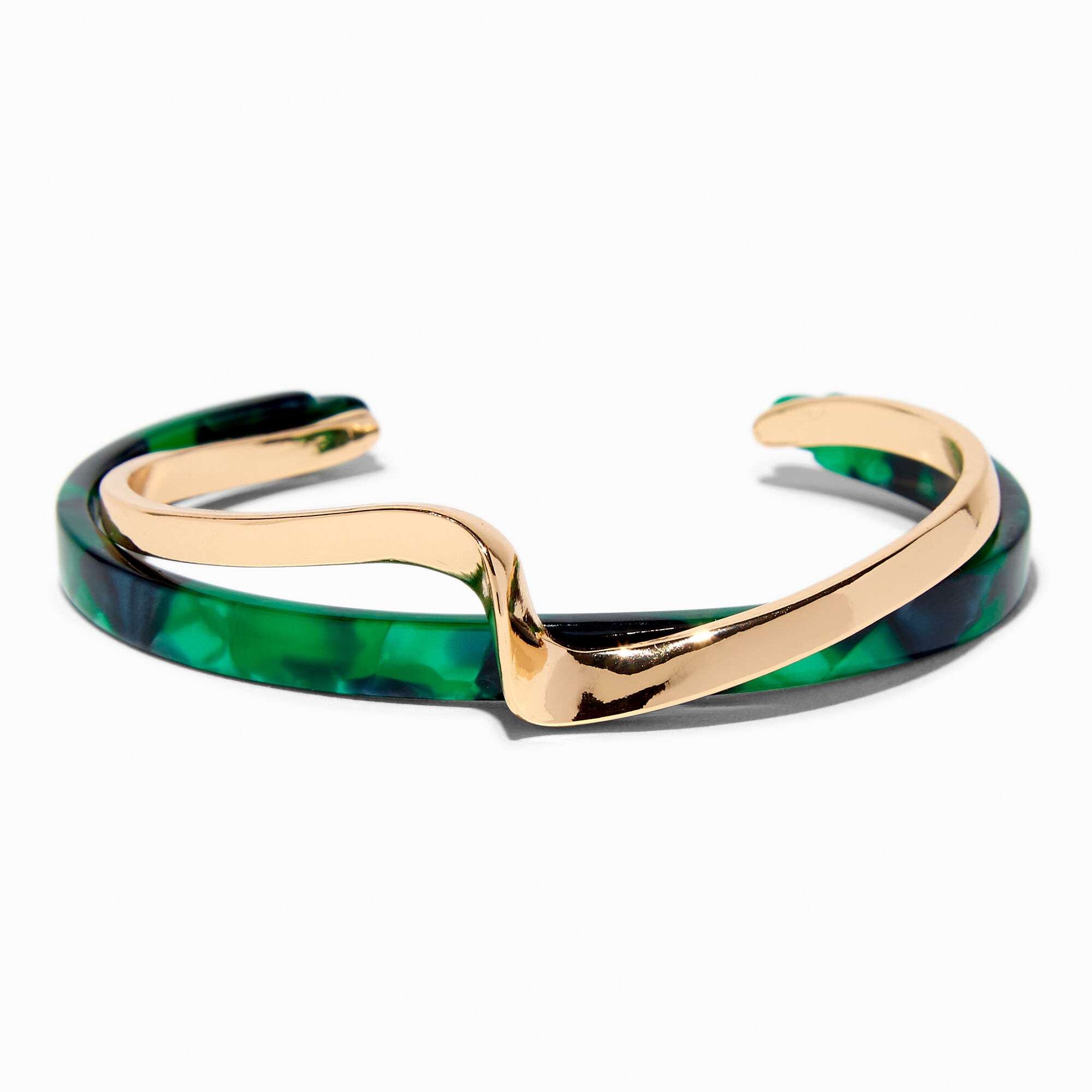View Claires Marbled Wavy GoldTone Cuff Bracelet Green information