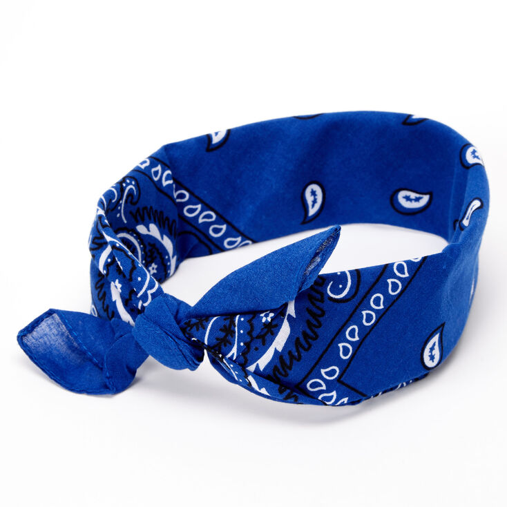 Bandeau bandana motif cachemire - Bleu roi,