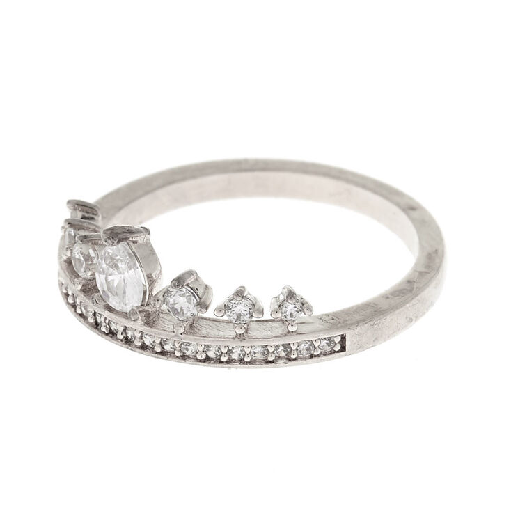 Silver Cubic Zirconia Tiara Ring,