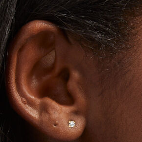 Clous d&rsquo;oreilles panier ronds 3&nbsp;mm avec zircon cubique couleur dor&eacute;e C LUXE by Claire&rsquo;s,