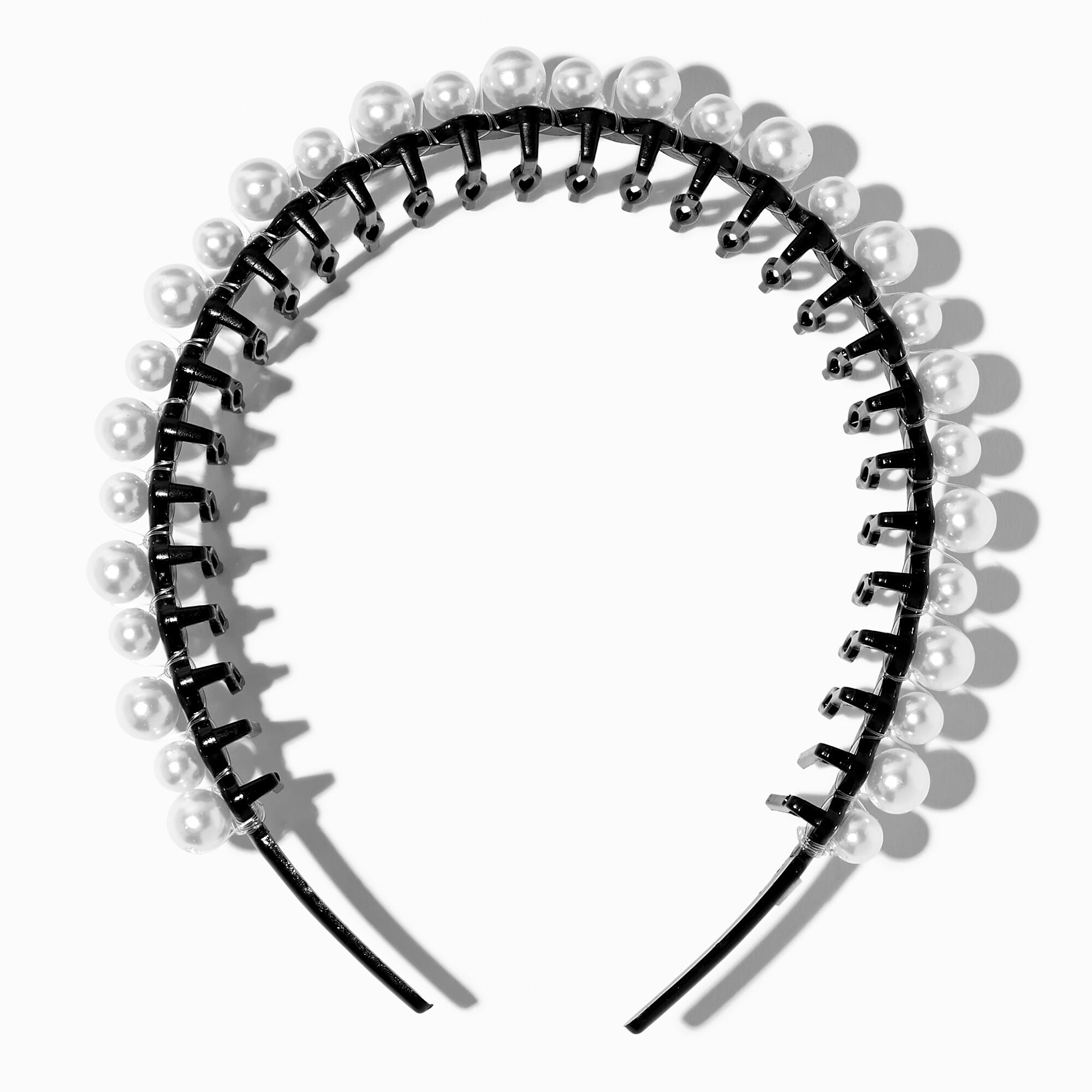 View Claires Pearl Black Spiked Headband White information