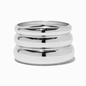 Bracelets bangle &eacute;pais aux designs vari&eacute;s couleur argent&eacute;e - Lot de 3,