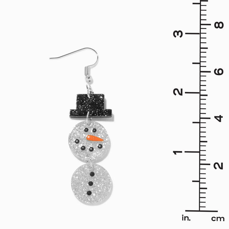 Glittery Hinged Snowman 2&quot; Drop Earrings,