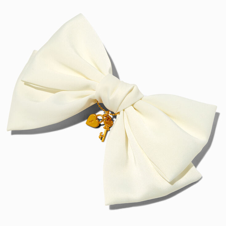 T H E M E x Claire&#39;s Heart Lock &amp; Key White Hair Bow Clip,