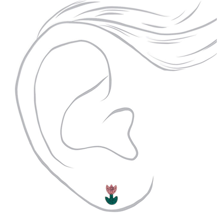 Sterling Silver Tulip Stud Earrings,