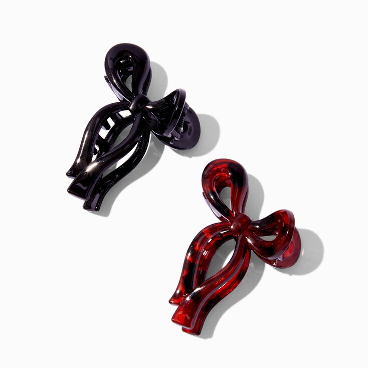 Black &amp; Tortoiseshell Bow Hair Claws - 2 Pack ,