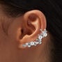 Manchette d&rsquo;oreille enveloppante couleur argent&eacute;e avec strass et perles d&#39;imitation,