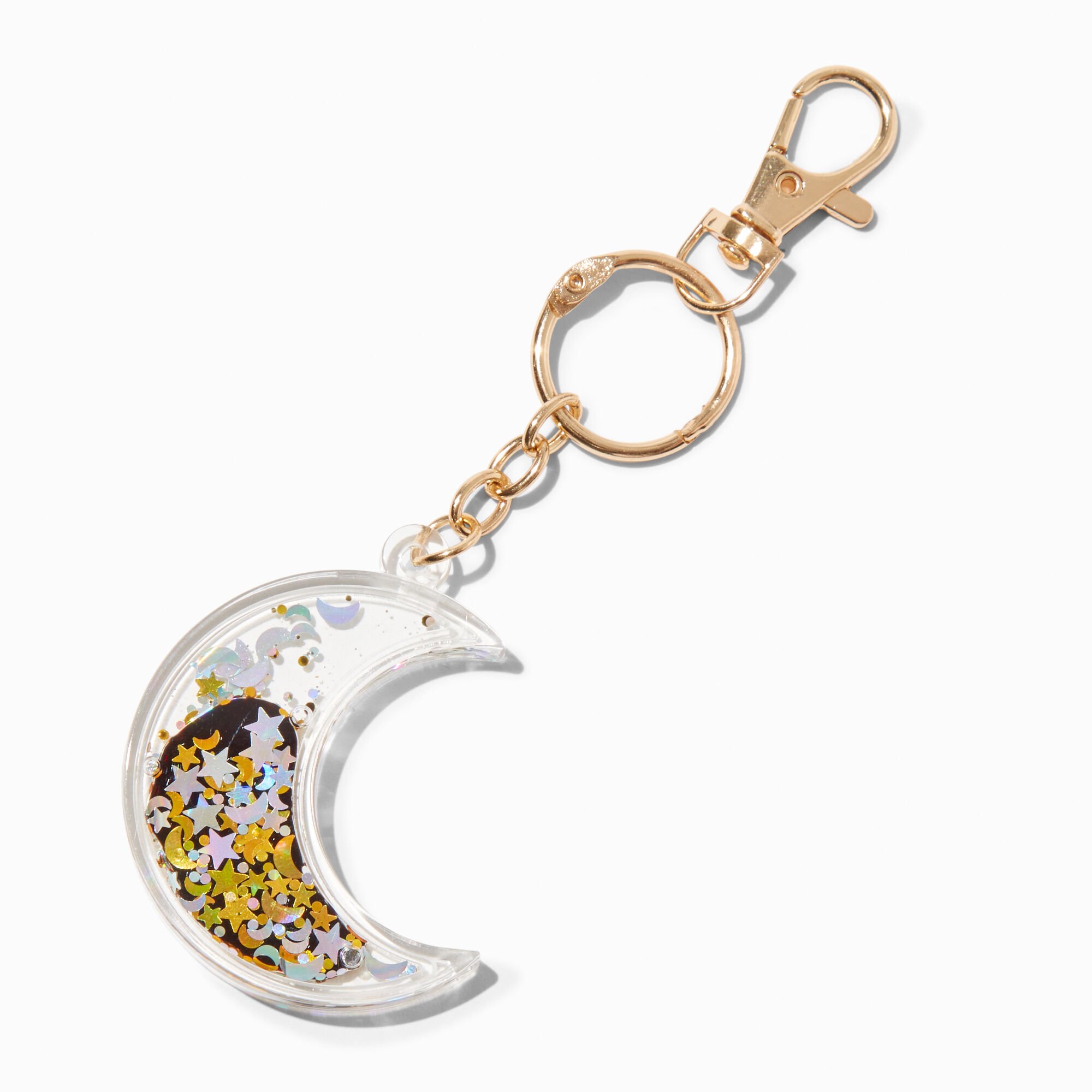 View Claires Moon WaterFilled Glitter Keyring information